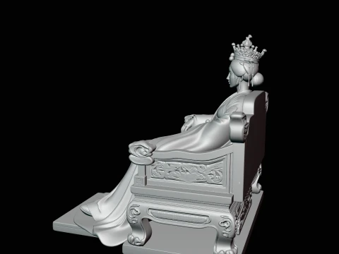 Chinese Empress on Throne Statue Design 1 - 3D Print Model 3D Print Model