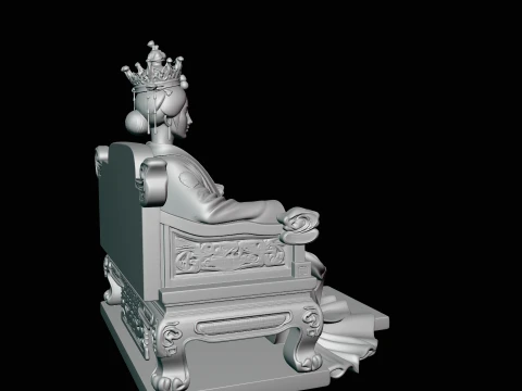 Chinese Empress on Throne Statue Design 1 - 3D Print Model 3D Print Model