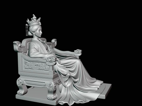 Chinese Empress on Throne Statue Design 1 - 3D Print Model 3D Print Model