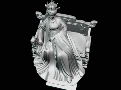 Chinese Empress on Throne Statue Design 1 - 3D Print Model 3D Print Model