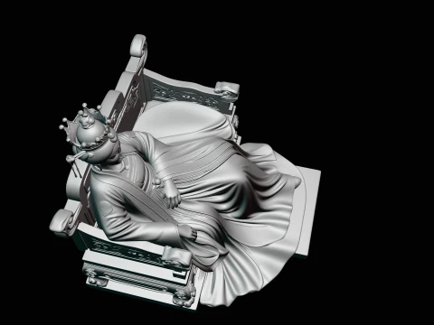Chinese Empress on Throne Statue Design 1 - 3D Print Model 3D Print Model