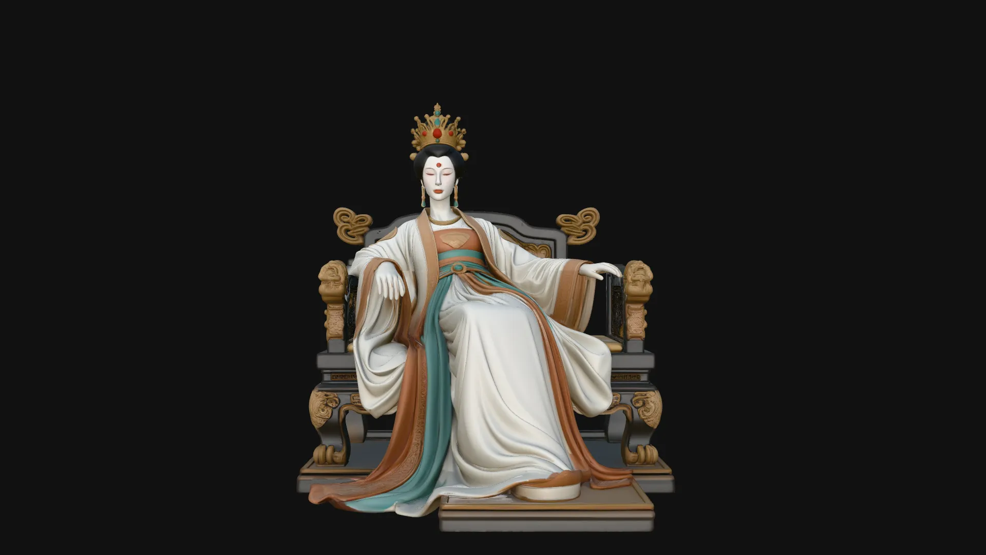 Chinese Empress on Throne Statue Design 2 - 3D Print Model 3D Print Model .c4d .max .obj .3ds .fbx .stl .blend 