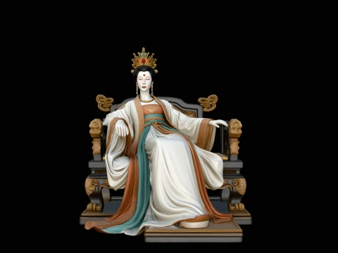 Chinese Empress on Throne Statue Design 2 - 3D Print Model Model do druku 3D