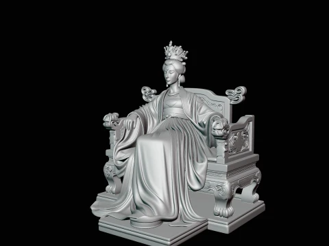 Chinese Empress on Throne Statue Design 2 - 3D Print Model 3D Print Model