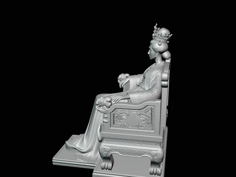 Chinese Empress on Throne Statue Design 2 - 3D Print Model 3D Print Model