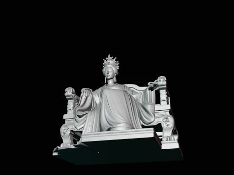 Chinese Empress on Throne Statue Design 2 - 3D Print Model 3D Print Model