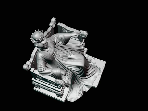 Chinese Empress on Throne Statue Design 2 - 3D Print Model 3D Print Model