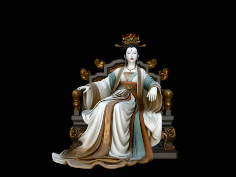 Chinese Empress on Throne Statue Design 3 - 3D Print Model 3D Принт Модель