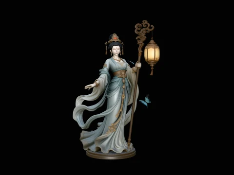 Lantern Bearer Goddess Statue Design 1 - 3D Print Model 3D Принт Модель