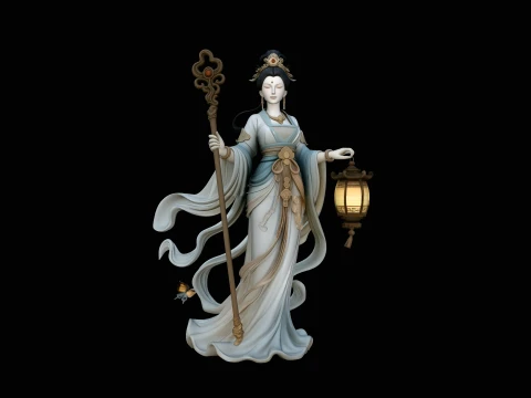 Lantern Bearer Goddess Statue Design 2 - 3D Print Model 3D Принт Модель