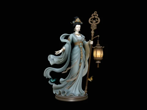 Lantern Bearer Goddess Statue Design 3 - 3D Print Model 3D Принт Модель