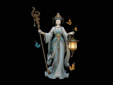 Lantern Bearer Goddess Statue Design 4 - 3D Print Model 3D Принт Модель