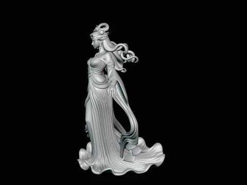 Lady with Roses Statue Design 1 - 3D Print Model 3D Print Model