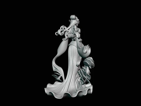 Lady with Roses Statue Design 1 - 3D Print Model 3D Print Model