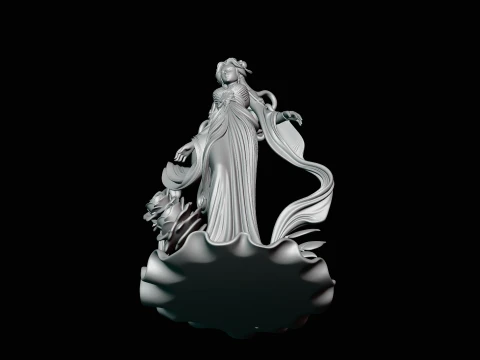 Lady with Roses Statue Design 1 - 3D Print Model 3D Print Model