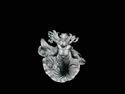 Lady with Roses Statue Design 1 - 3D Print Model 3D Print Model