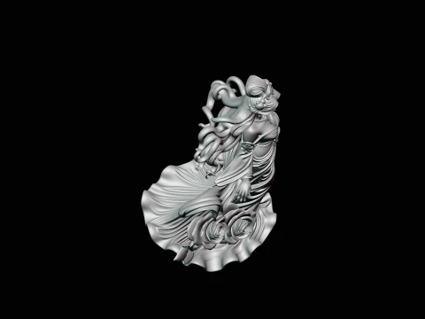 Lady with Roses Statue Design 1 - 3D Print Model 3D Print Model