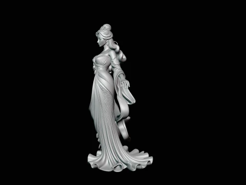 Lady with Roses Statue Design 3 - 3D Print Model 3D Print Model