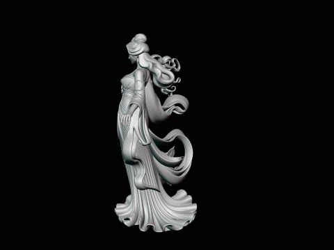 Lady with Roses Statue Design 3 - 3D Print Model 3D Print Model