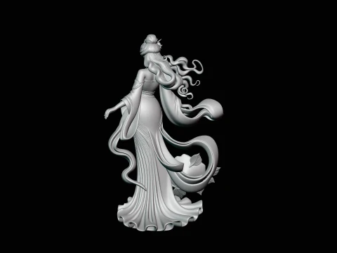 Lady with Roses Statue Design 3 - 3D Print Model 3D Print Model