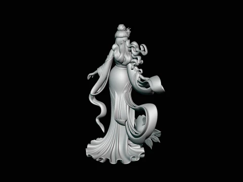Lady with Roses Statue Design 3 - 3D Print Model 3D Print Model
