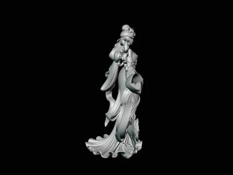 Lady with Roses Statue Design 3 - 3D Print Model 3D Print Model