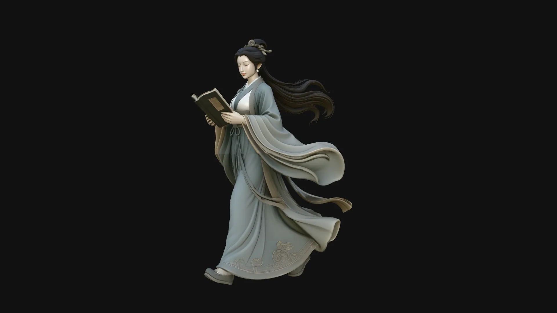 Lady Reading a Book Statue Design 1 - 3D Print Model 3D Print Model .c4d .max .obj .3ds .fbx .stl .blend 