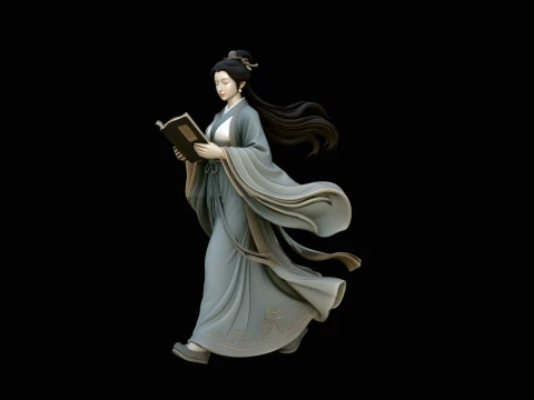 Lady Reading a Book Statue Design 1 - 3D Print Model 3D 프린트 모델