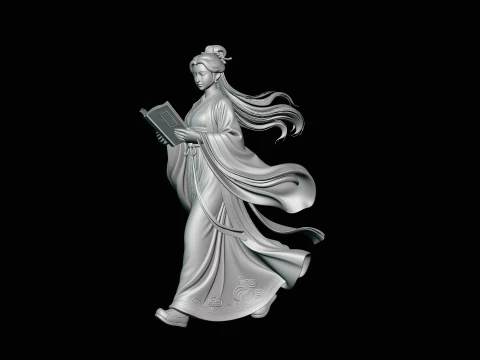 Lady Reading a Book Statue Design 1 - 3D Print Model 3D Print Model