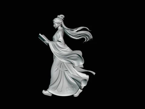Lady Reading a Book Statue Design 1 - 3D Print Model 3D Print Model