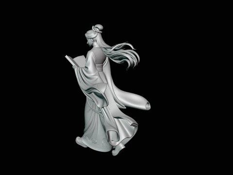 Lady Reading a Book Statue Design 1 - 3D Print Model 3D Print Model