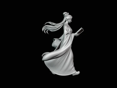 Lady Reading a Book Statue Design 1 - 3D Print Model 3D Print Model
