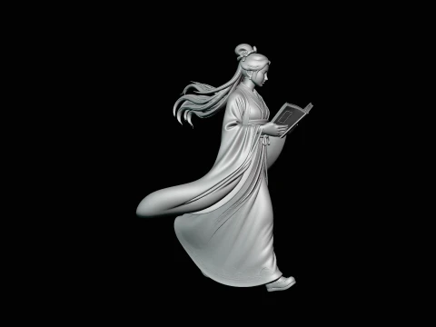 Lady Reading a Book Statue Design 1 - 3D Print Model 3D Print Model