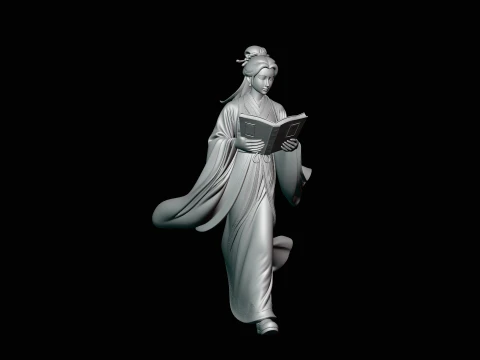 Lady Reading a Book Statue Design 1 - 3D Print Model 3D Print Model