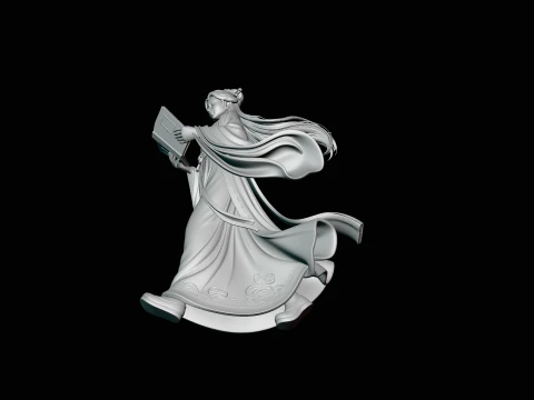 Lady Reading a Book Statue Design 1 - 3D Print Model 3D Print Model