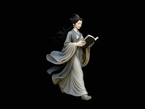 Lady Reading a Book Statue Design 2 - 3D Print Model 3D Принт Модель