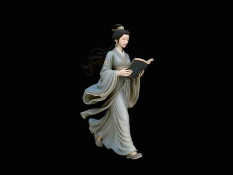 Lady Reading a Book Statue Design 3 - 3D Print Model 3D Print Model
