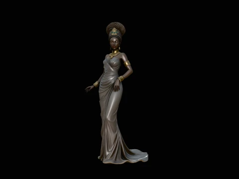 Elegant Evening Gown Lady Statue Design 1 - 3D Print Model 3D Print Model