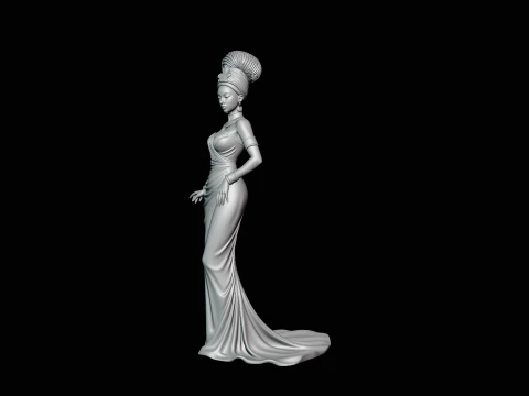 Elegant Evening Gown Lady Statue Design 1 - 3D Print Model 3D Print Model