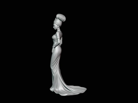 Elegant Evening Gown Lady Statue Design 1 - 3D Print Model 3D Print Model