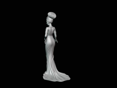 Elegant Evening Gown Lady Statue Design 1 - 3D Print Model 3D Print Model