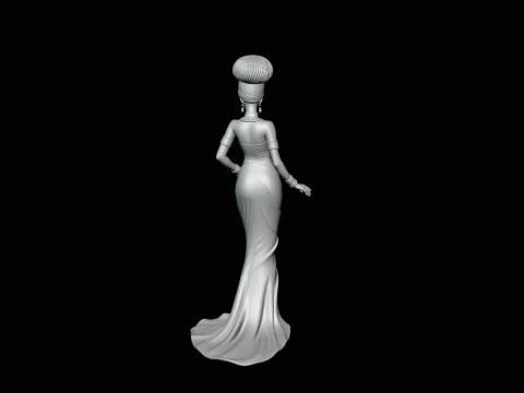 Elegant Evening Gown Lady Statue Design 1 - 3D Print Model 3D Print Model