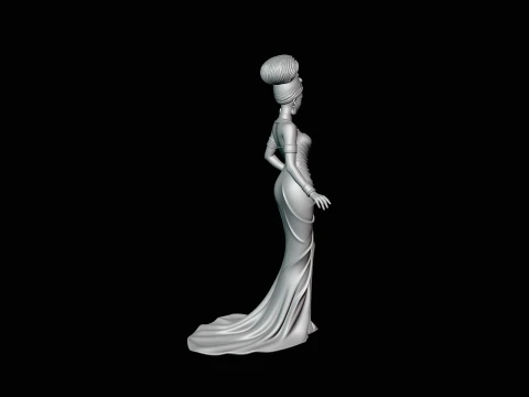 Elegant Evening Gown Lady Statue Design 1 - 3D Print Model 3D Print Model