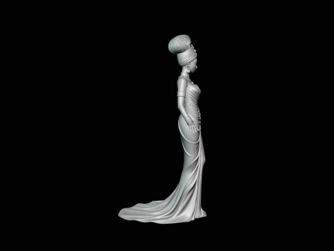 Elegant Evening Gown Lady Statue Design 1 - 3D Print Model 3D Print Model