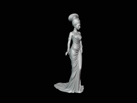 Elegant Evening Gown Lady Statue Design 1 - 3D Print Model 3D Print Model