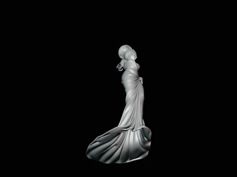Elegant Evening Gown Lady Statue Design 1 - 3D Print Model 3D Print Model