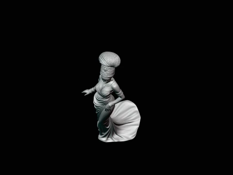 Elegant Evening Gown Lady Statue Design 1 - 3D Print Model 3D Print Model