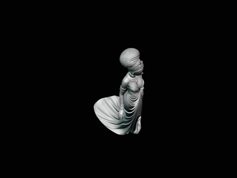 Elegant Evening Gown Lady Statue Design 1 - 3D Print Model 3D Print Model