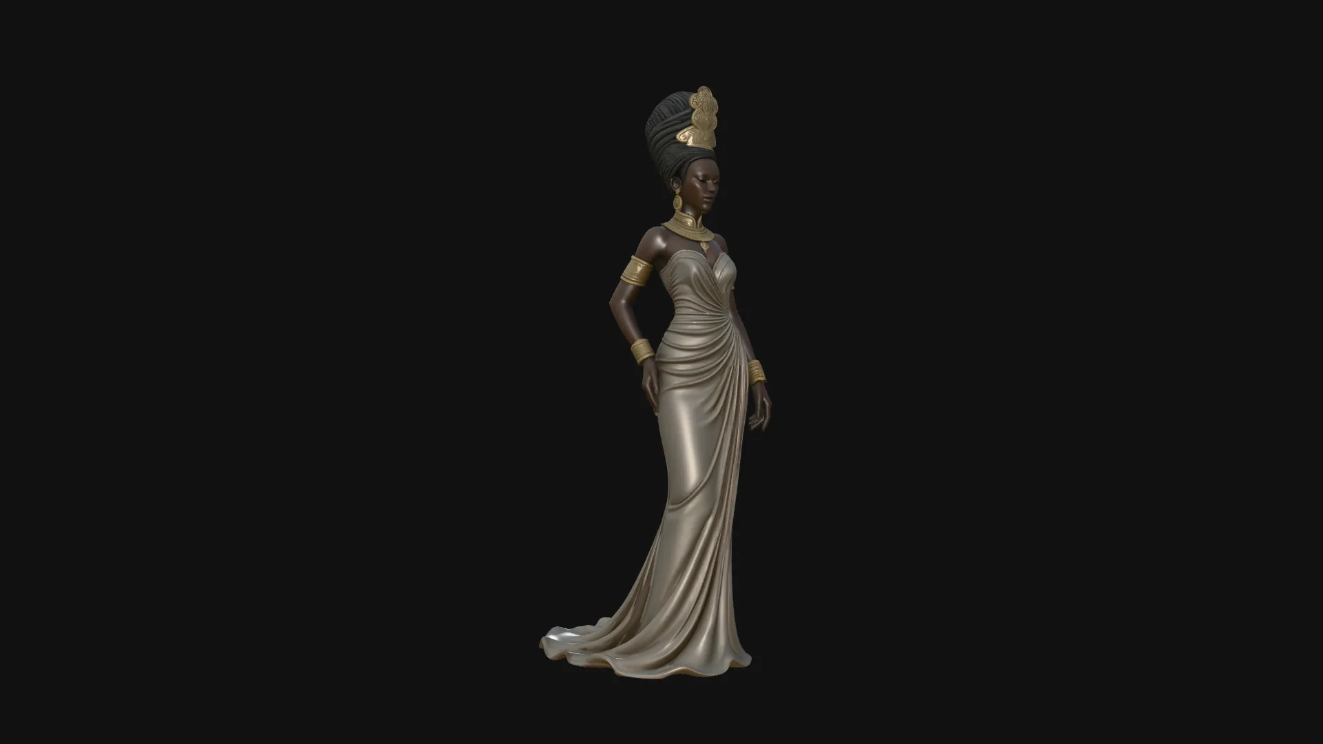 Elegant Evening Gown Lady Statue Design 2 - 3D Print Model 3D Print Model .c4d .max .obj .3ds .fbx .stl .blend 