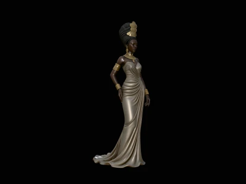 Elegant Evening Gown Lady Statue Design 2 - 3D Print Model 3D Print Model